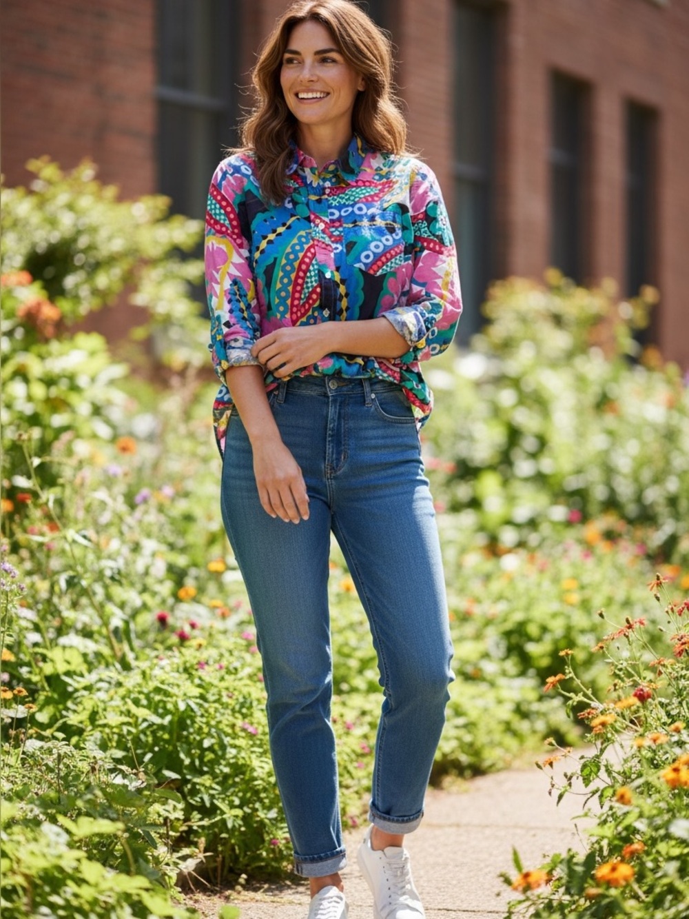 J.Crew Ratti Kaleidoscope Floral Boy Shirt Size 2 Cotton Button Front L7870
